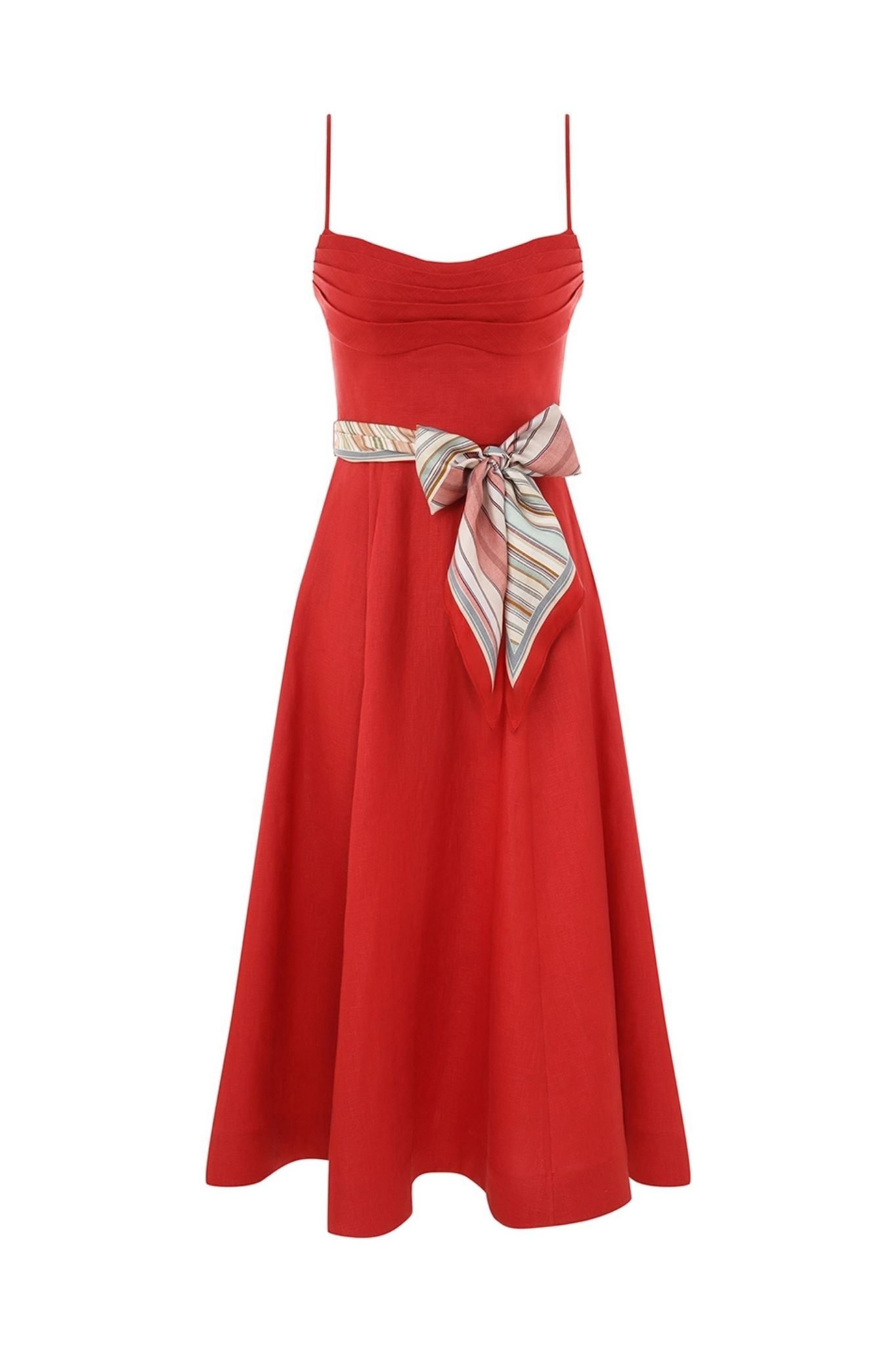 Zimmermann Rebellion Tuck Midi Dress - Vermillion