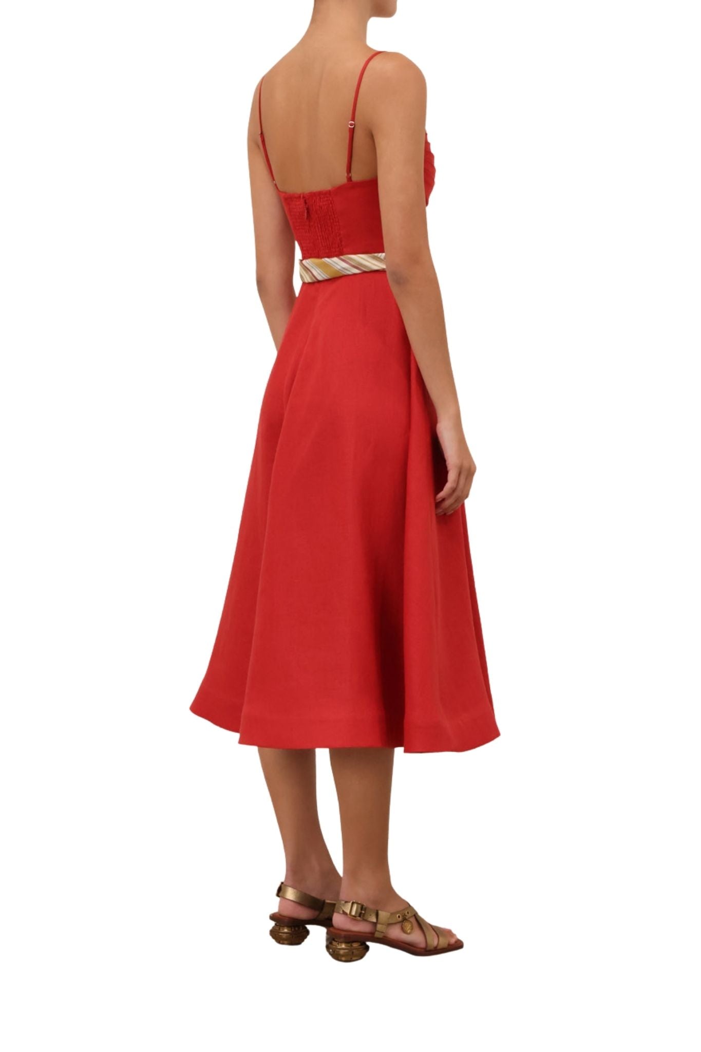 Zimmermann Rebellion Tuck Midi Dress - Vermillion
