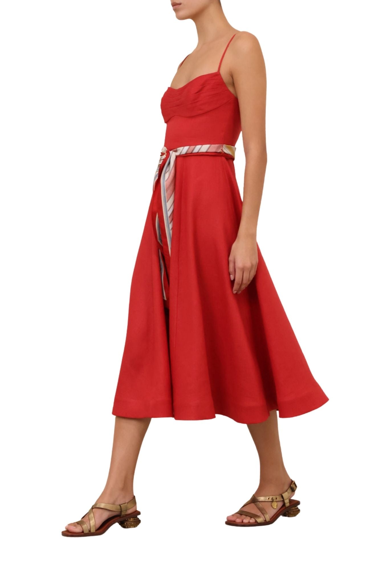 Zimmermann Rebellion Tuck Midi Dress - Vermillion