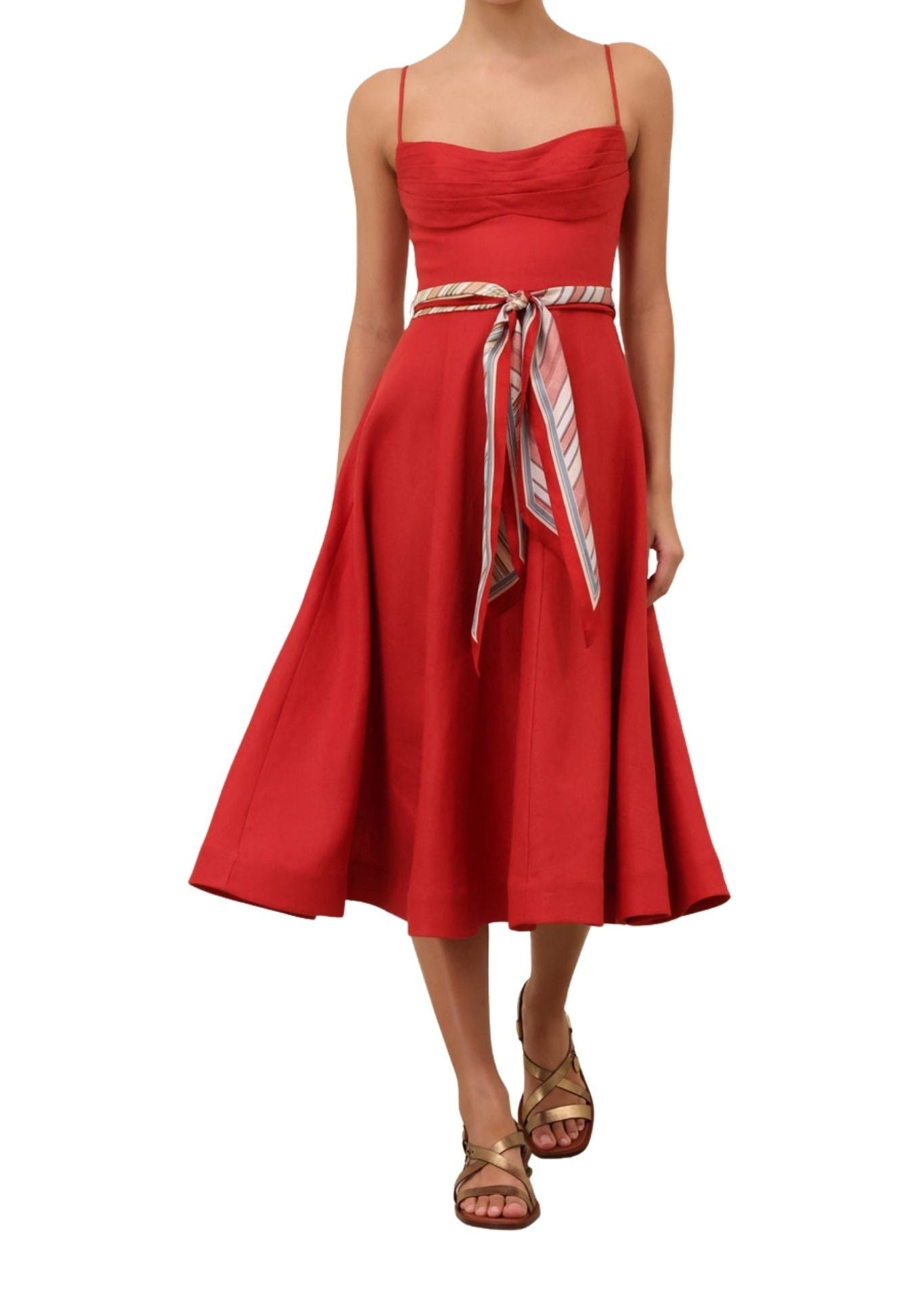 Zimmermann Rebellion Tuck Midi Dress - Vermillion