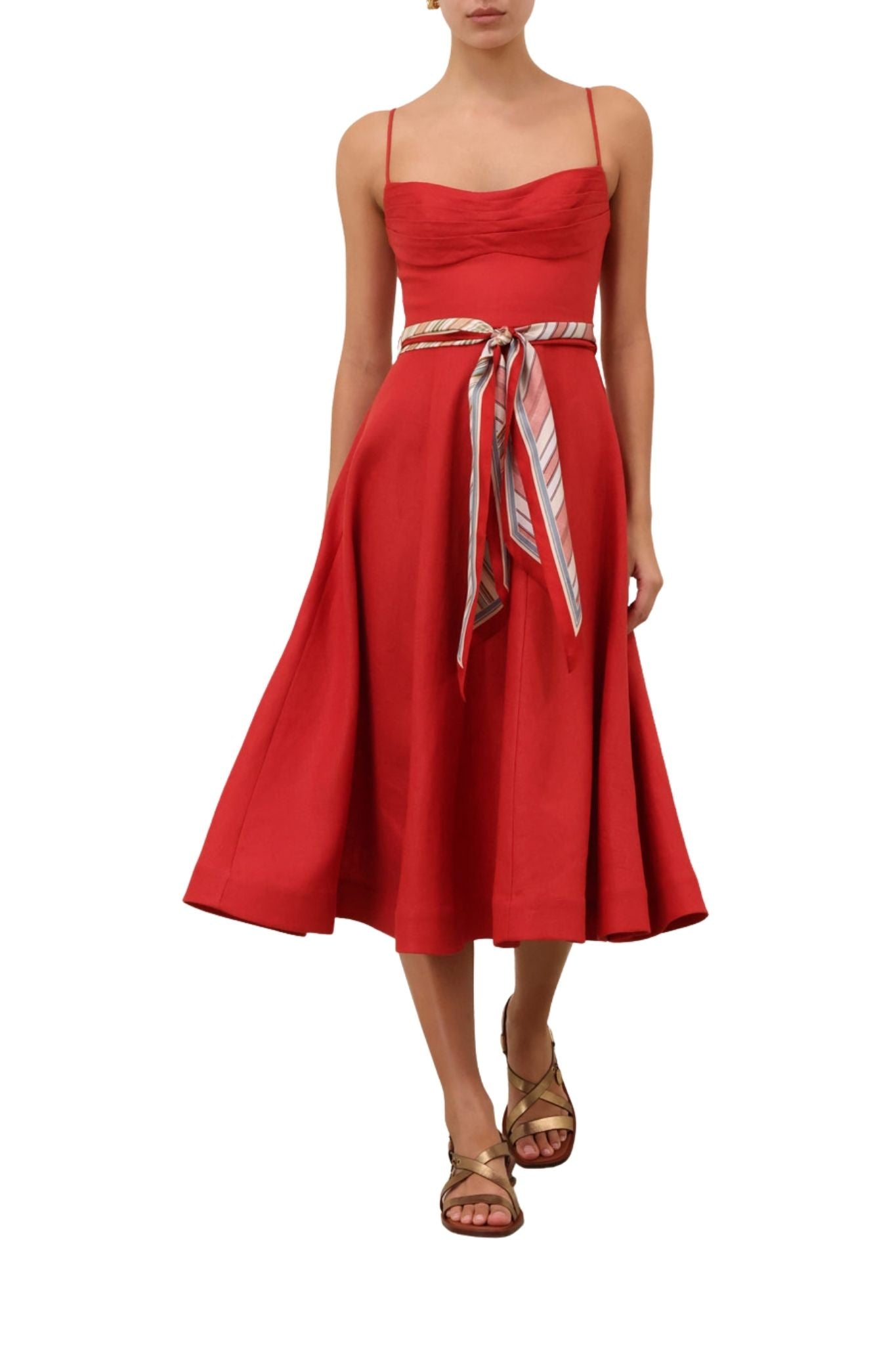 Zimmermann Rebellion Tuck Midi Dress - Vermillion
