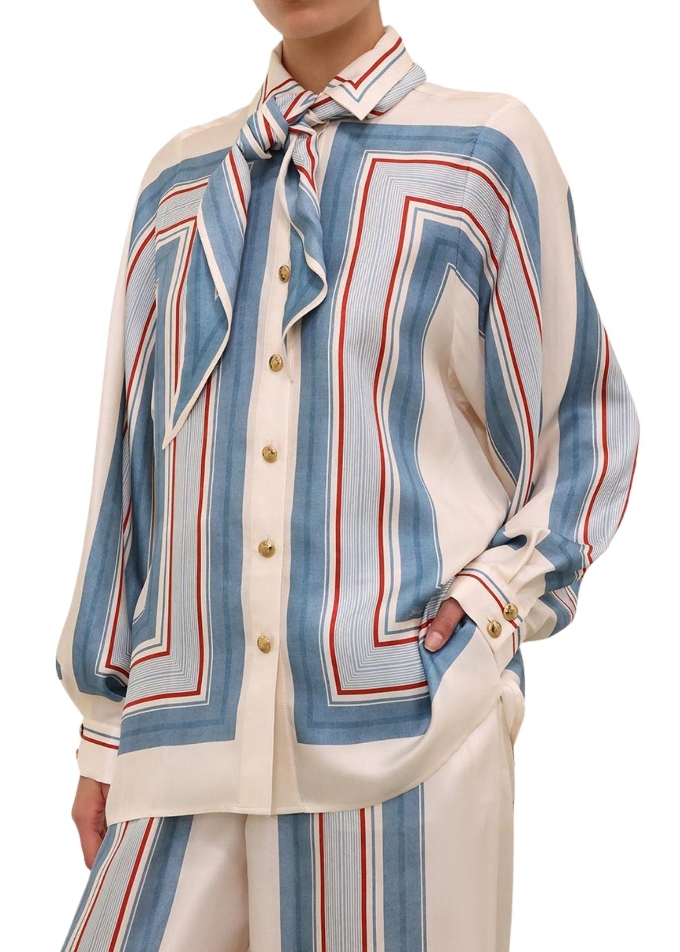 Zimmermann Relaxed Scarf Shirt - Vermillion