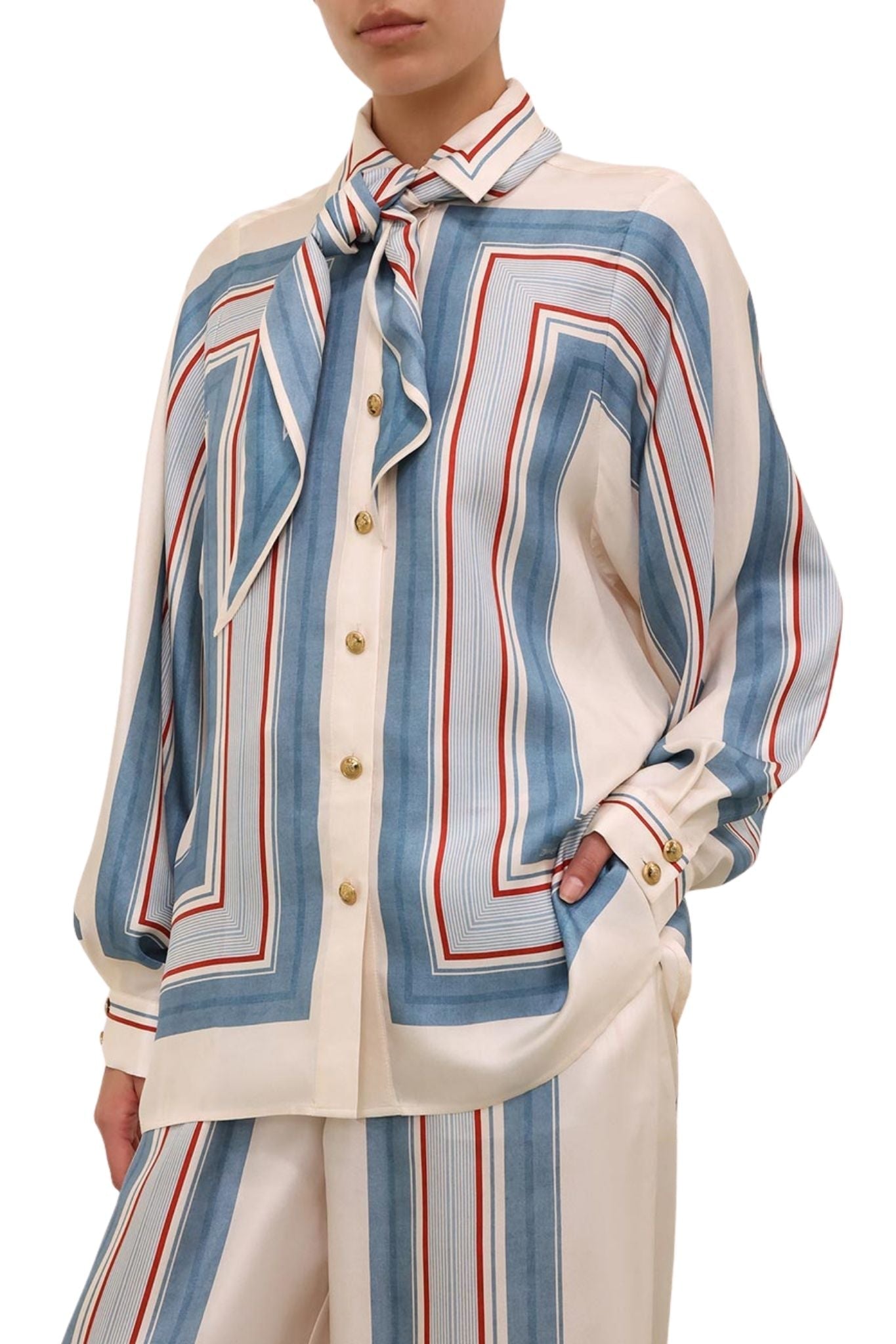 Zimmermann Relaxed Scarf Shirt - Vermillion