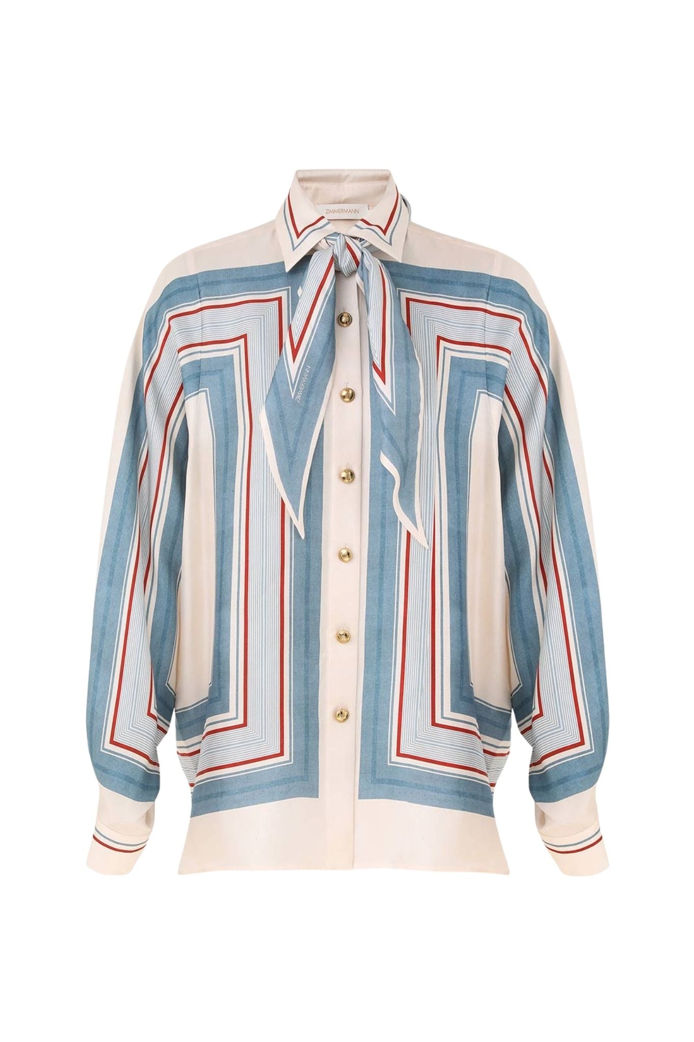 Zimmermann Relaxed Scarf Shirt - Vermillion