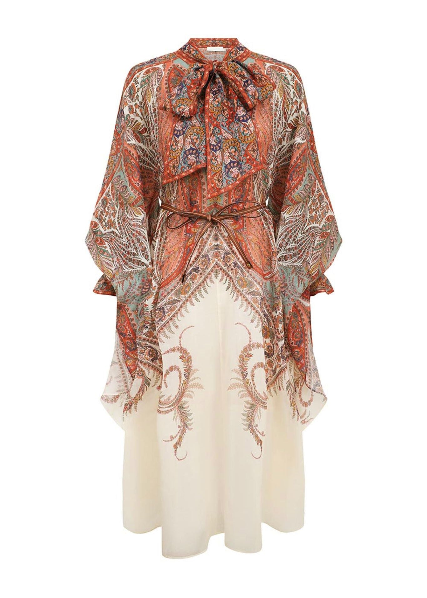 Zimmermann Rhiannon Tie Neck Midi Dress - Vermillion