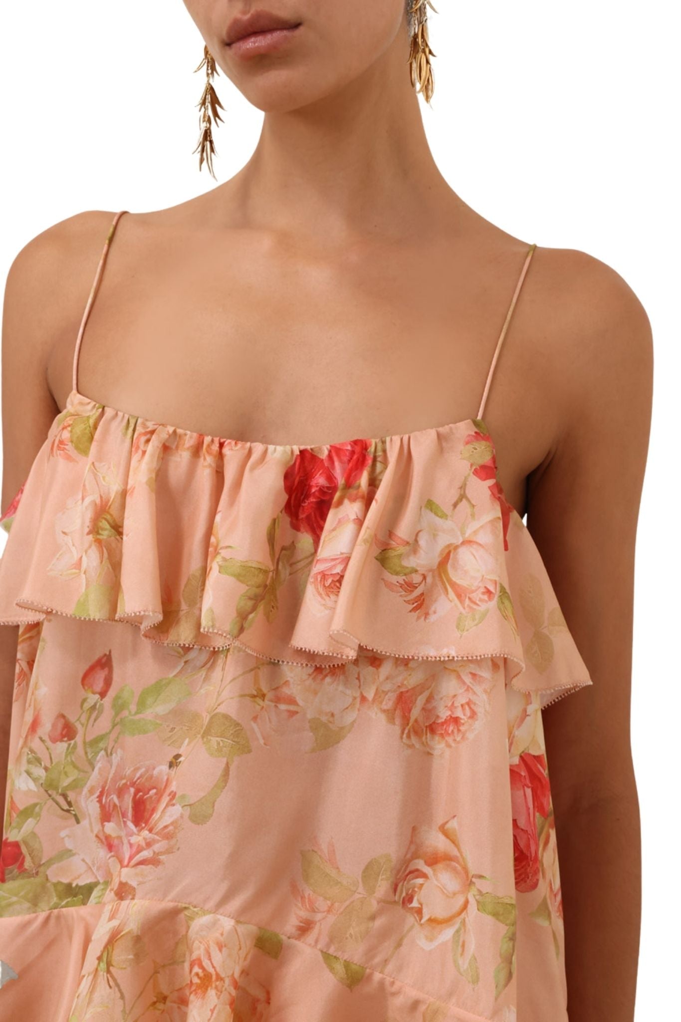 Zimmermann Roselight Frill Cami Top - Vermillion