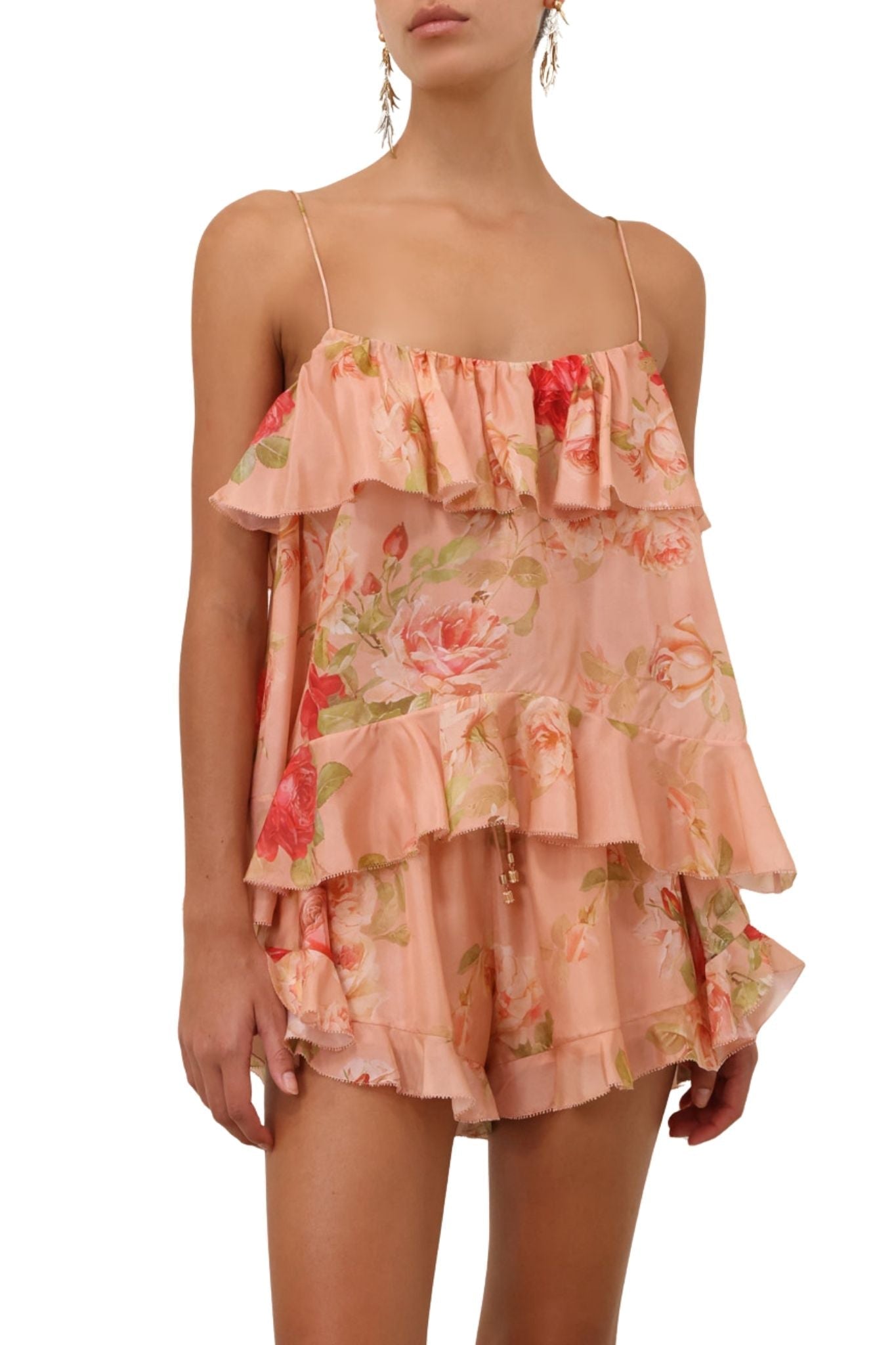 Zimmermann Roselight Frill Cami Top - Vermillion