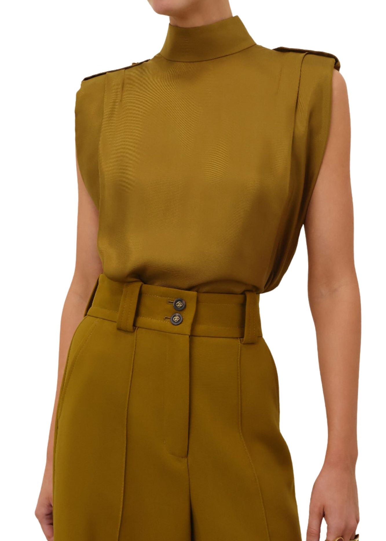 Zimmermann Sleeveless Tuck Shirt - Vermillion