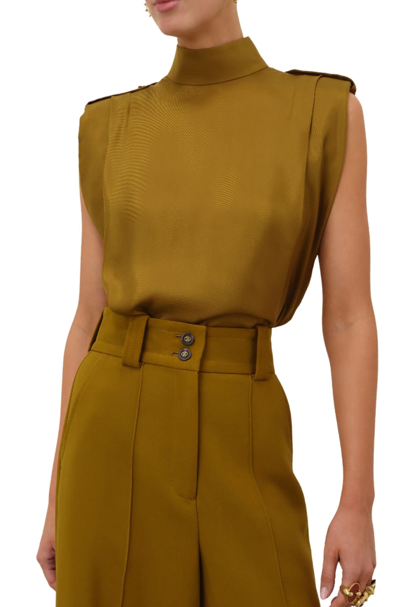 Zimmermann Sleeveless Tuck Shirt - Vermillion