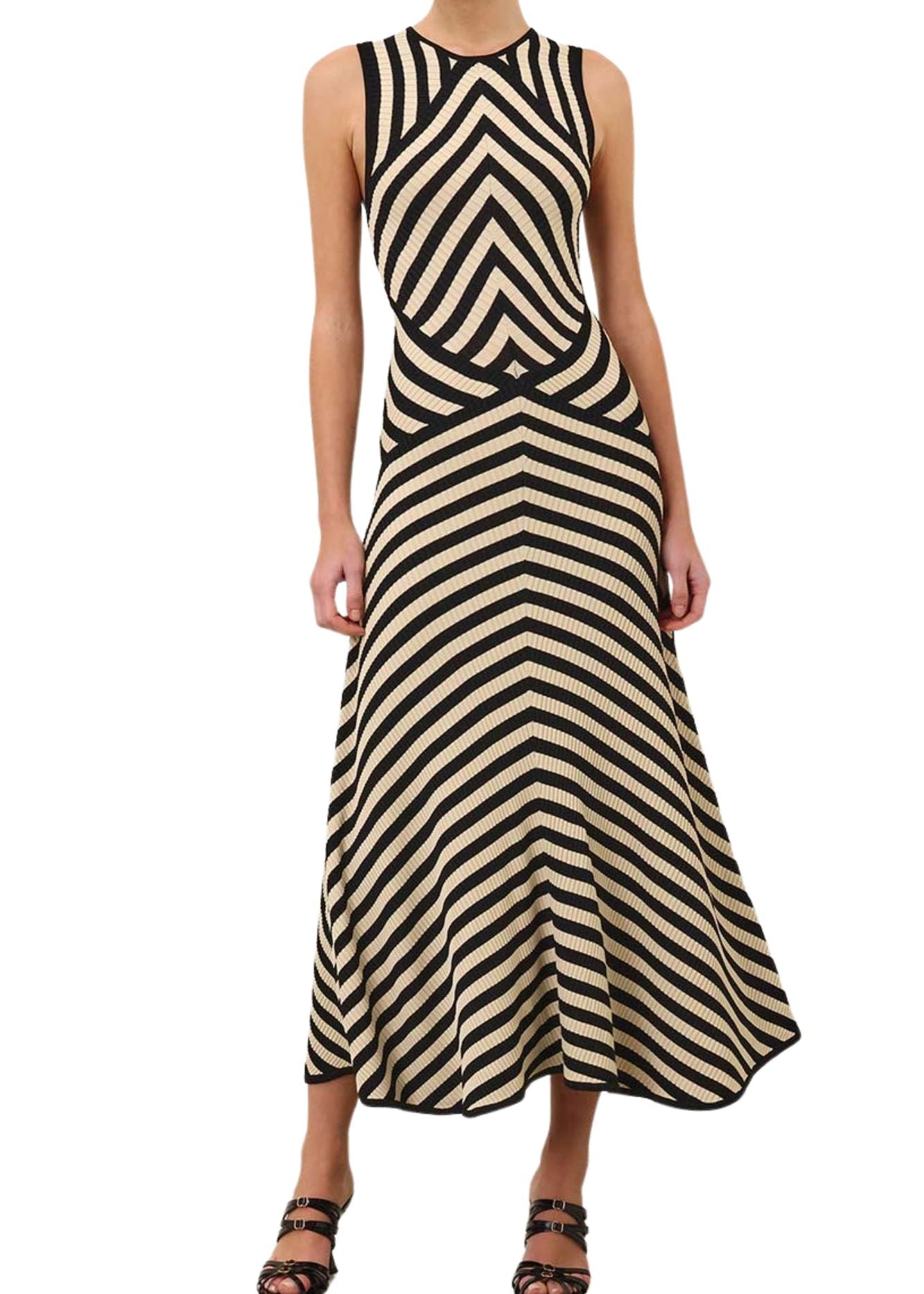 Zimmermann Valiant Deco Stripe Midi Dress - Vermillion