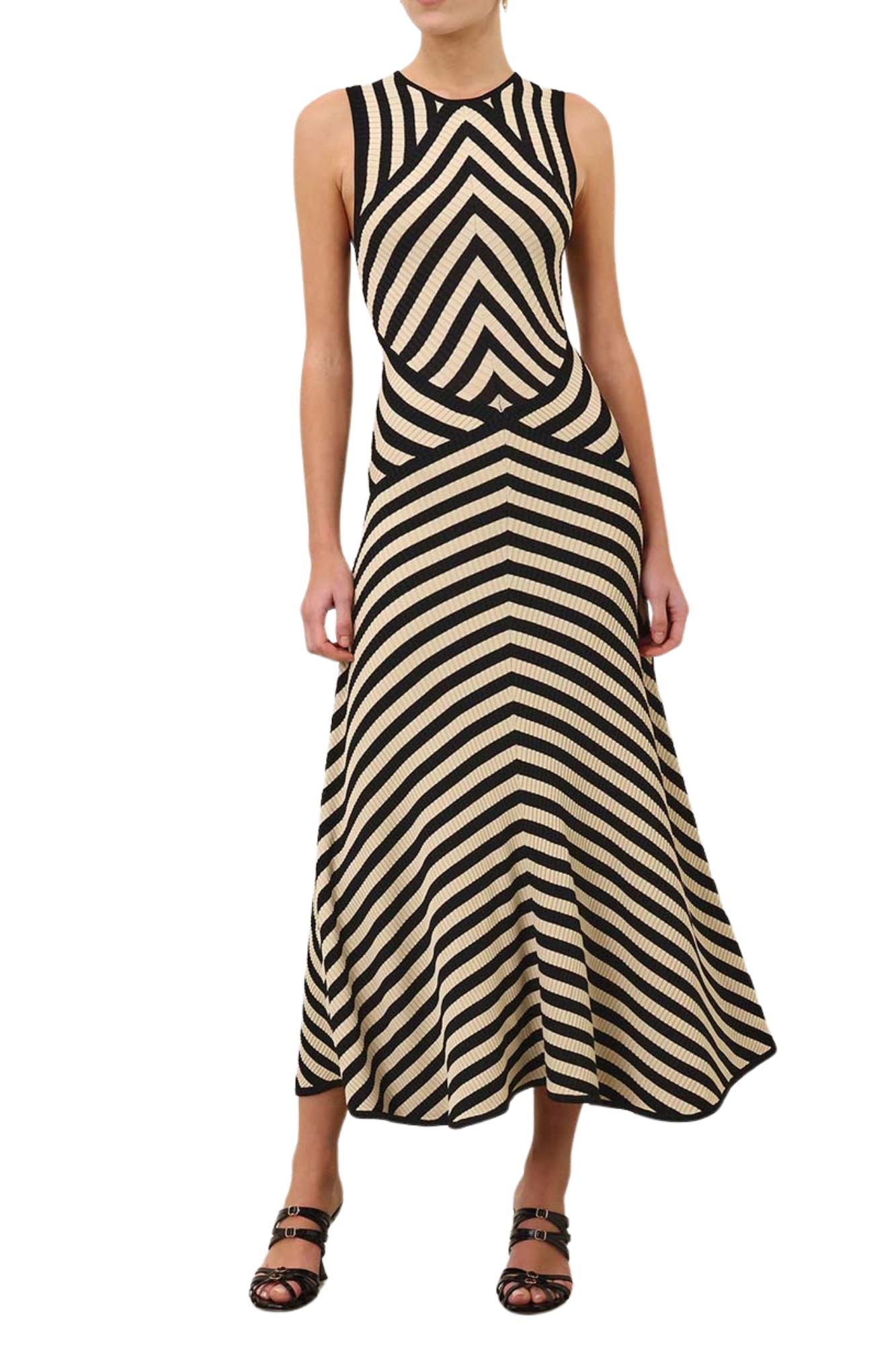 Zimmermann Valiant Deco Stripe Midi Dress - Vermillion