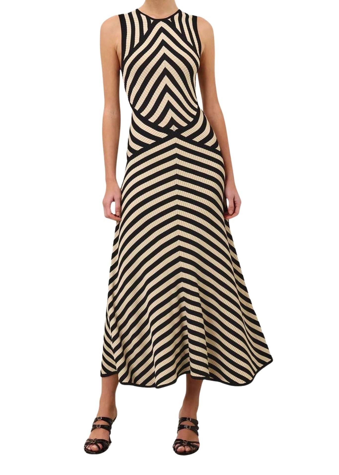 Zimmermann Valiant Deco Stripe Midi Dress - Vermillion