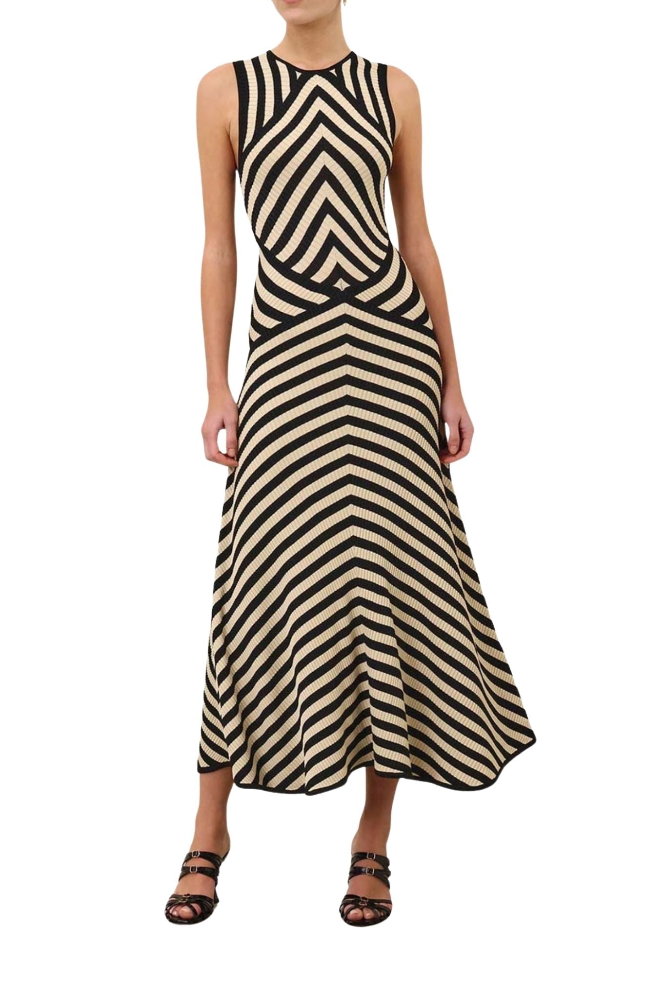 Zimmermann Valiant Deco Stripe Midi Dress - Vermillion