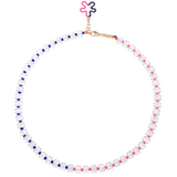 Bea Bongiasca B Beaded Necklace with custom cut Bubblegum Pink and Deep Purple