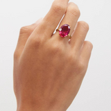 Irene Neuwirth Gemmy Gem Double Prong One of a Kind 18k Yellow Gold Ring set with Rubellite (10.41 cts)